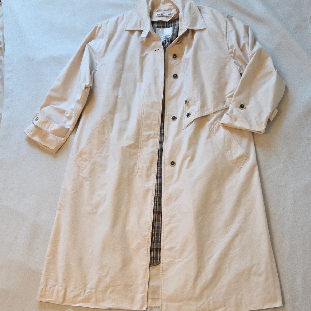 Vintage Womens Misty Harbor Classic Cream Lined Trench Coat sz 16